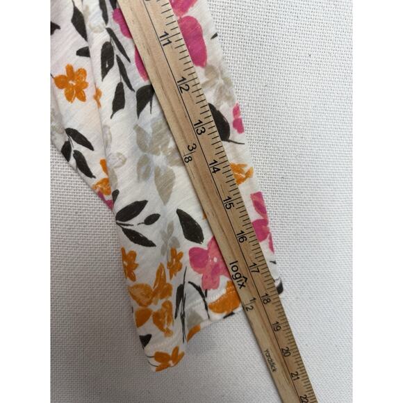 J.Jill Women's Plus Sz 1X Cream Floral Printed Top 100% Cotton 3/4 Sleeves - Picture 8 of 12